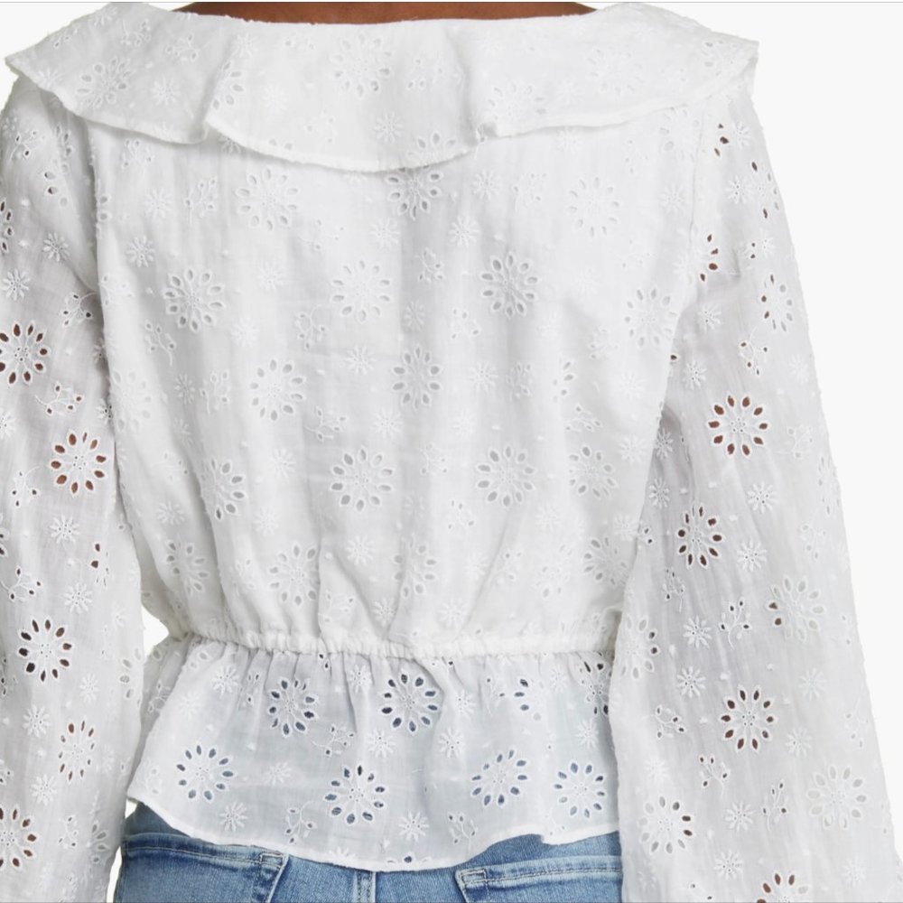 FRAME Ruffle Eyelet Top - Picture 2 of 5